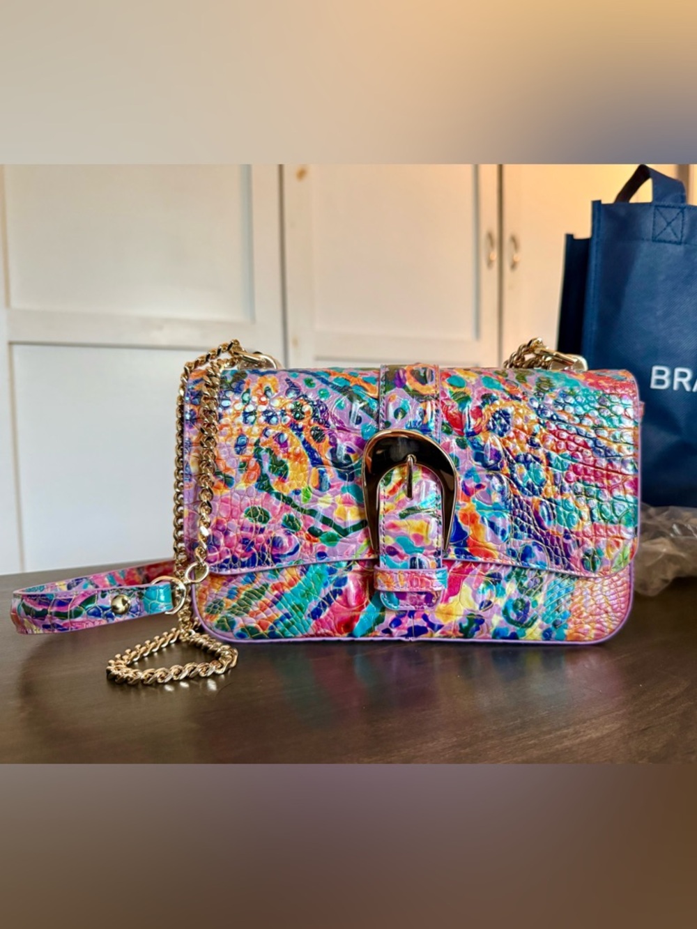 ❌❌SOLD❌❌NWT Brahmin Rosa Rainbow Reef Melbourne 2 Way Crossbody Gold Chain